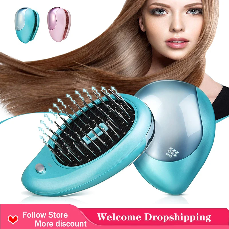 

Портативная электрическая Ионная Щетка для волос, выпрямитель для волос, сглаживающая Массажная щетка, расческа для улучшения кровообраще...