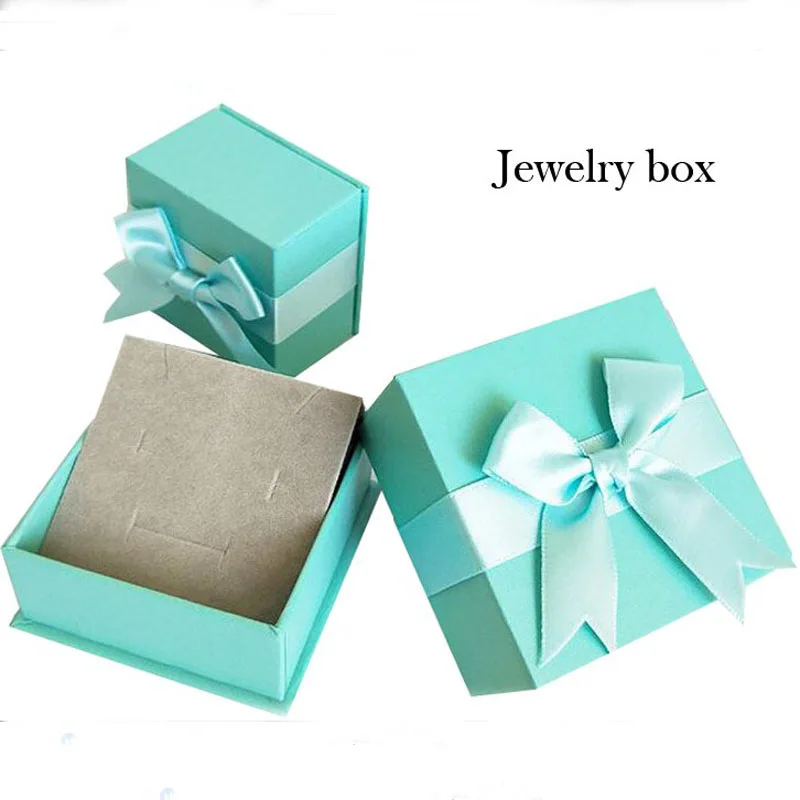 Blue Ring Box Necklaces Packaging Jewelry Set Boxes with Butterfly ribbon 40pcs/lot cardboard Square For Gifts | Украшения и