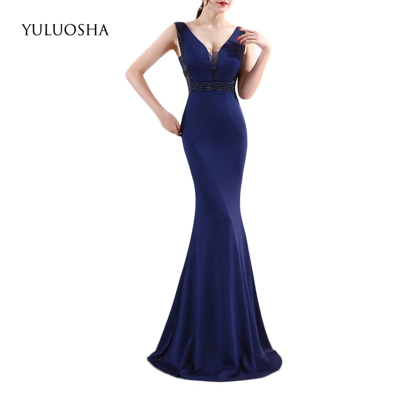 Женское вечернее платье YULUOSHA элегантное бальное без рукавов с V образным вырезом