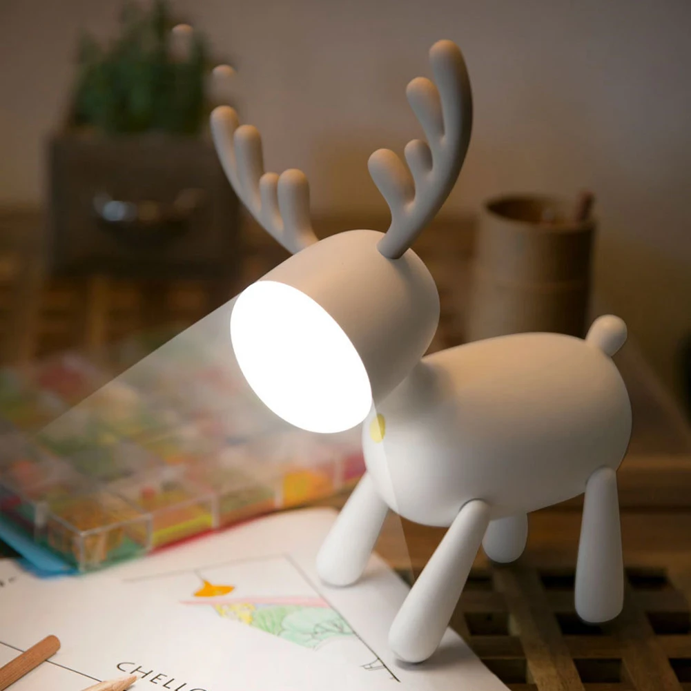 Портативный светодиодный ночсветильник в форме лося, лампа для спальни, детской прикроватной тумбочки