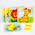 Детские деревянные 3d головоломки, Обучающие Мультяшные животные, интеллектуальные головоломки для детей, обучающие игрушки для детей