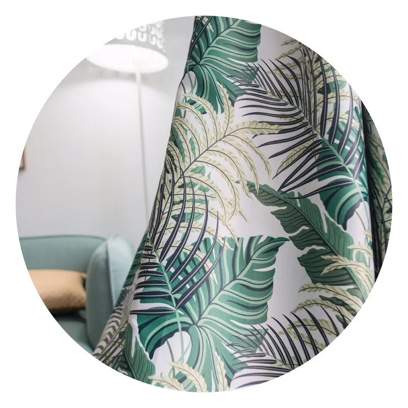 

New Harajuku Style Curtain Fabric Pastoral American Country Curtain Thick Shading Leaf Printing Curtains for Living Room Bedroom
