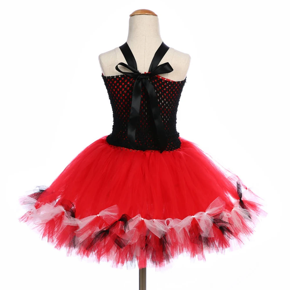 Пиратской Туту платье черный красный маскарадный костюм для девочек