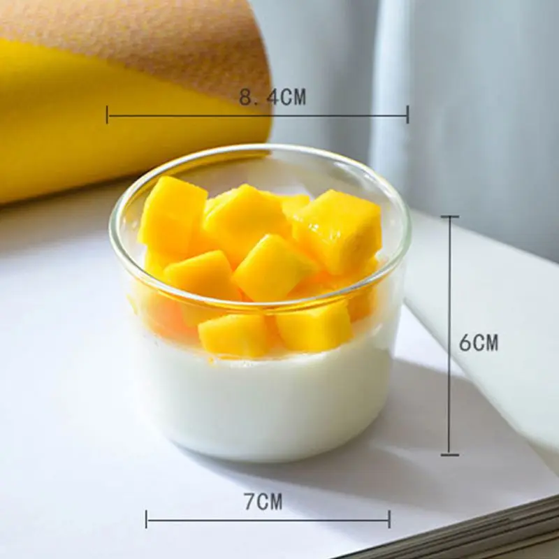 

250ml Round Yogurt Pudding Glass High Temperature Resistant Transparent Water Milk Cup Coffee Mugs Use For Drinking Flower Tea