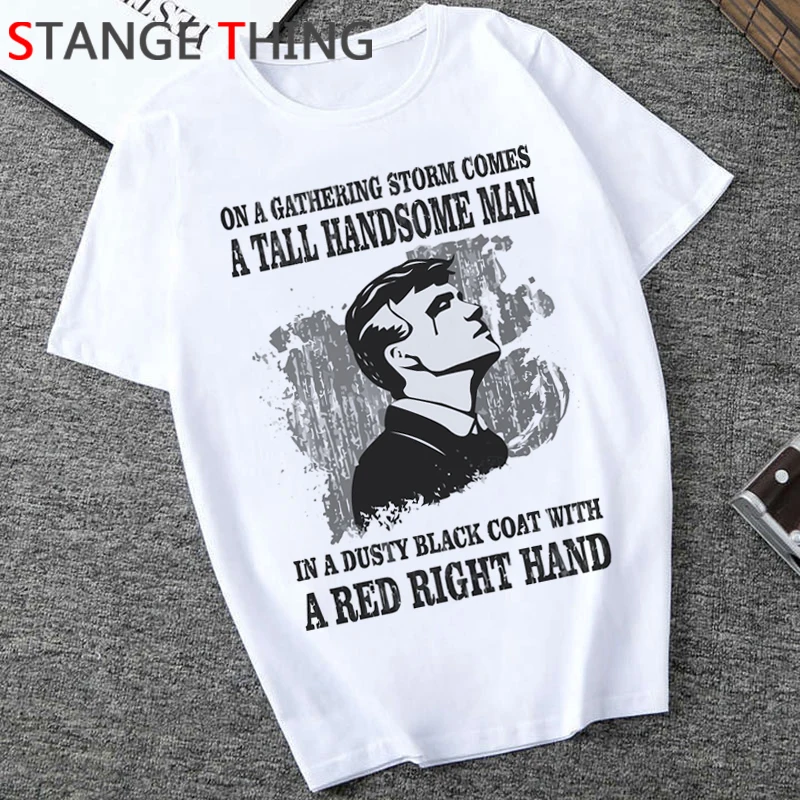 Peaky Blinders повседневные мужские футболки забавный мультфильм белая футболка