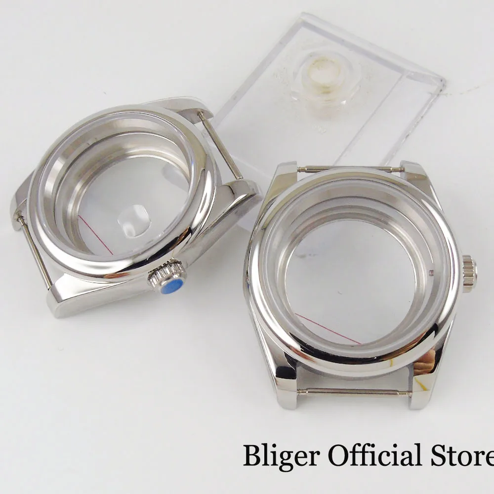 

New 36mm Polished Bezel Watch Case fit NH35A NH36A ETA 2836 MIYOTA 8215 MINGZHU DG 2813 Glass Back Sapphire Crystal