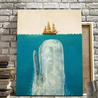 Плакаты и принты в скандинавском стиле ретро, настенная Картина на холсте с морским пейзажем, морским дайвером, китами, украшение для гостиной