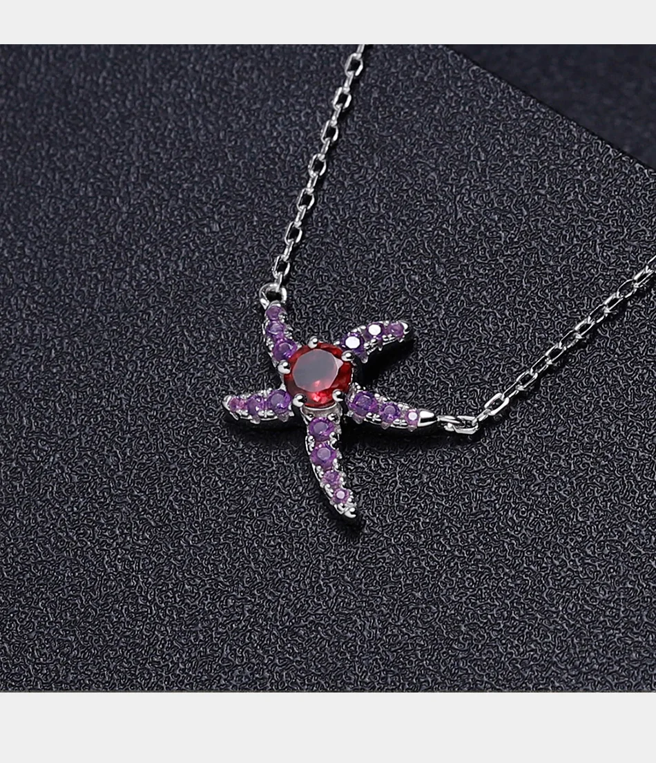 GEM'S балетное ожерелье в форме морской звезды 0.36Ct натуральный гранатовый камень кулон 925 пробы серебро элегантные ювелирные изделия для женщин