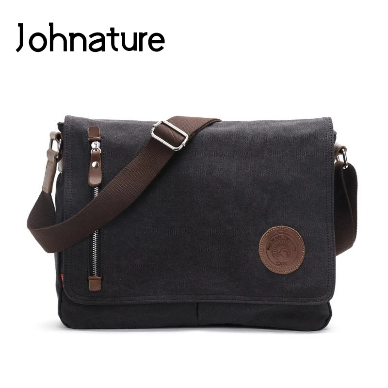 

Мужская парусиновая сумка-мессенджер Johnature, вместительная Холщовая Сумка через плечо, в Корейском стиле, винтажная, 2021