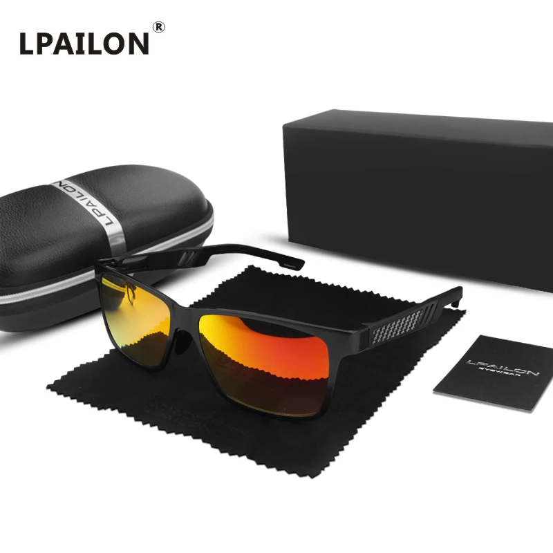 Black Red LPAILON мужские поляризованные солнцезащитные очки из алюминия и магния солнцезащитные очки прямоугольные оттенки мужские очки для вождения для мужчин UV400 - Цвет линз: Black Red