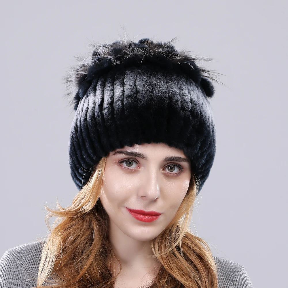 Женская меховая шапка зимние шапки из натурального меха кролика Рекс лисы