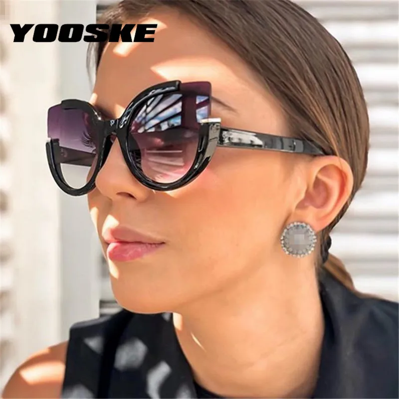 YOOSKE, сексуальные солнцезащитные очки "кошачий глаз", женские, брендовые, дизайнерские, зеркальные, солнцезащитные очки, для девушек, градиентные линзы, оттенки для женщин, очки, UV400