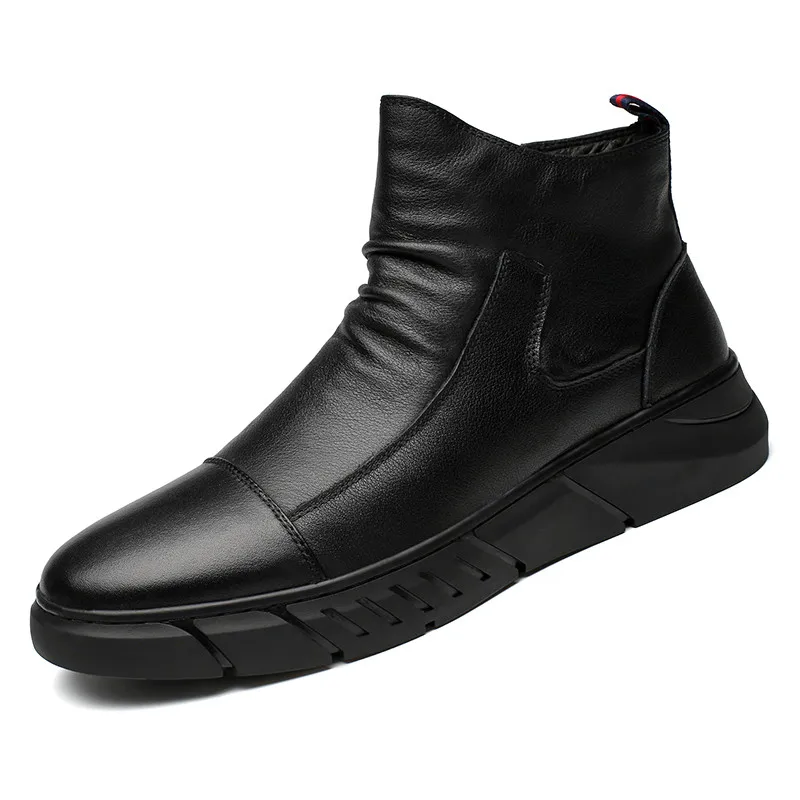 Ботинки из спилка ручной работы Мужская модная черная повседневная обувь с