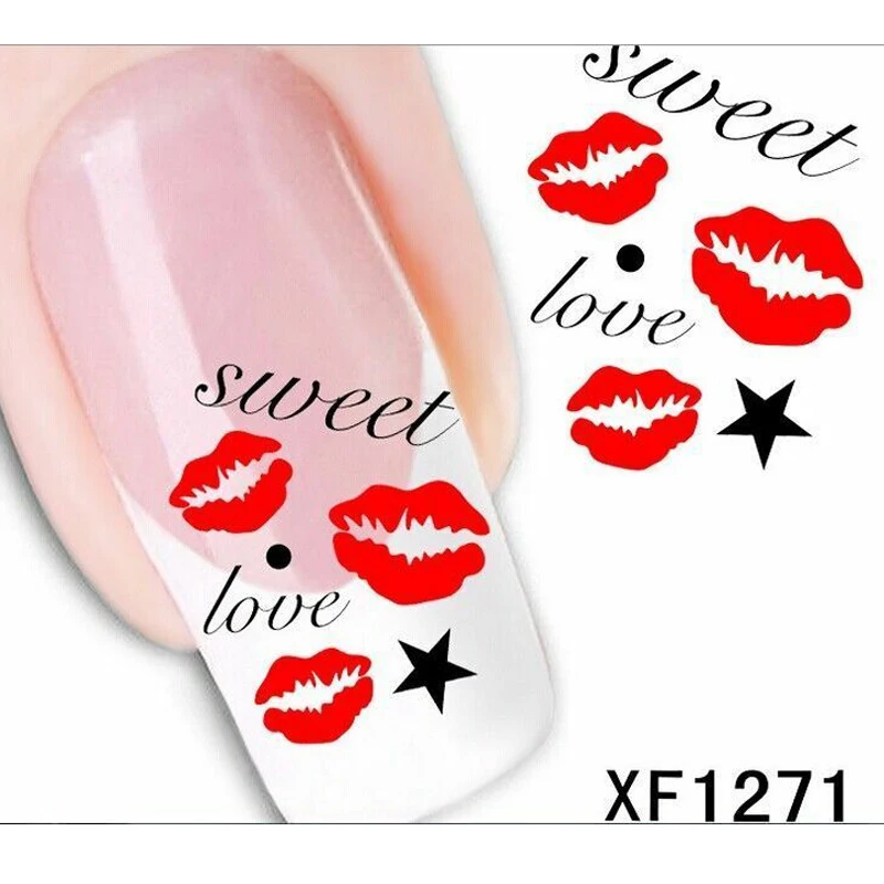 Модные 3D наклейки для ногтей сексуальные губы девушка дизайн переводная бумага