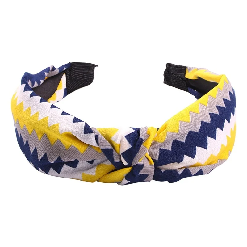 

Ladies Girls Wide Headbands Print Cloth Cross Knotted Headband