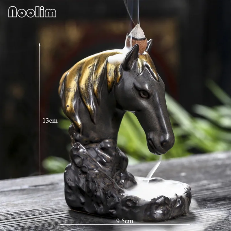 Керамическая подставка для курильницы с золотистой лошадью креативная в форме