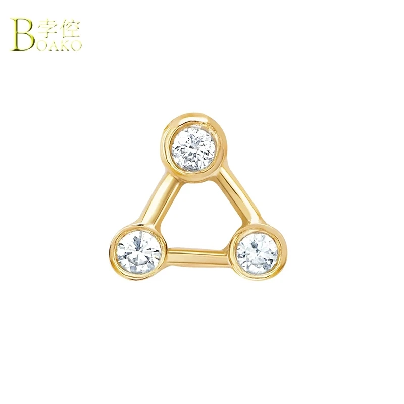 

BOAKO 925 Sterling Silver Stud Earrings For Women Triangle Zircon Earring Luxury Earings S925 Earing Jewelry Pendientes Aretes