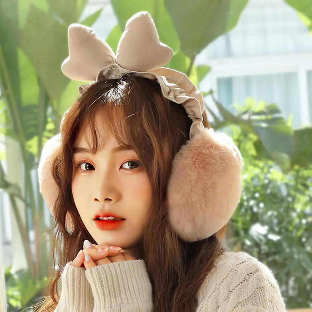 Отличные зимние наушники гибкие однотонные плюшевые для девушек |