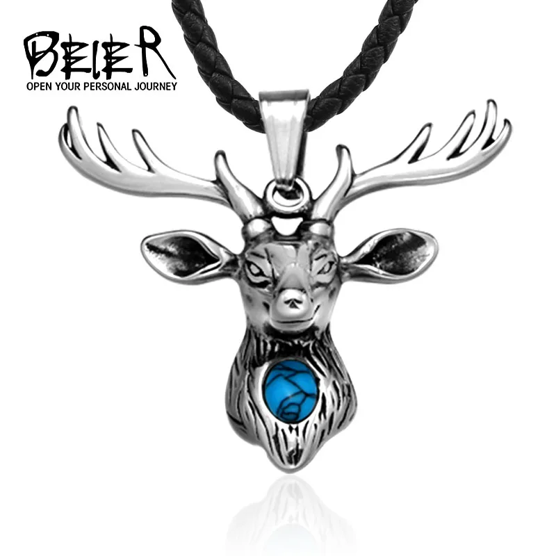 Байер 316L нержавеющая сталь Прохладный голова оленя амулет нос колье с кулоном в