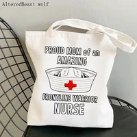 women shopper bag amazing frontline nurse superhero bag harajuku shopping canvas shopper bag girl handbag tote shoulder lady bag