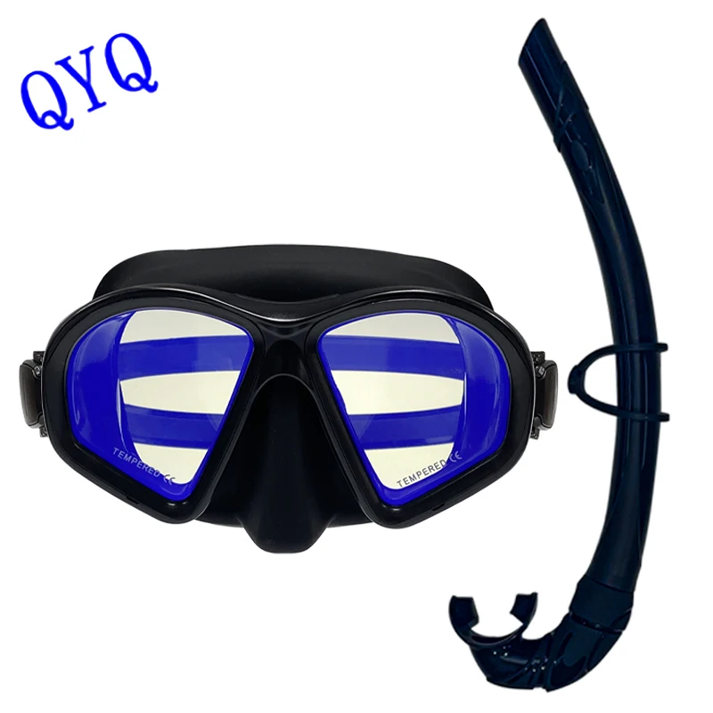 

QYQ Fashion Diving Mask With Electroplated Color Iron Tempered Glass Lens Environmentally friendly silica gel ventilation tube