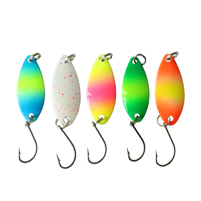 

5pcs/lot 3.2cm 2.5g/3.5g/5g metal spoon lure fishing tackle pesca Trout Lure Spoon Fishing