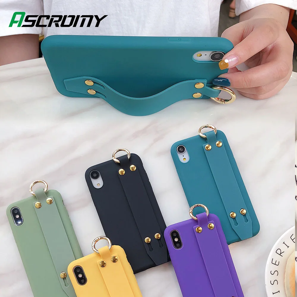 Силиконовый мягкий ремешок на запястье держатель для телефона чехол iPhone11 XR XS Max TPU