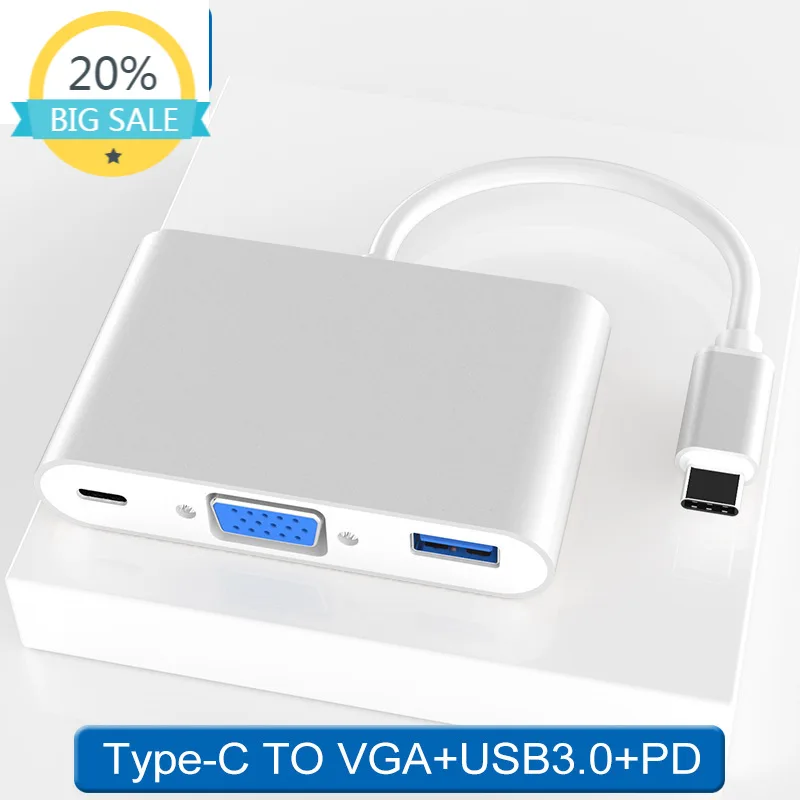 Type c к VGA три в одном высокой четкости P адаптер мобильный телефон подключение ТВ