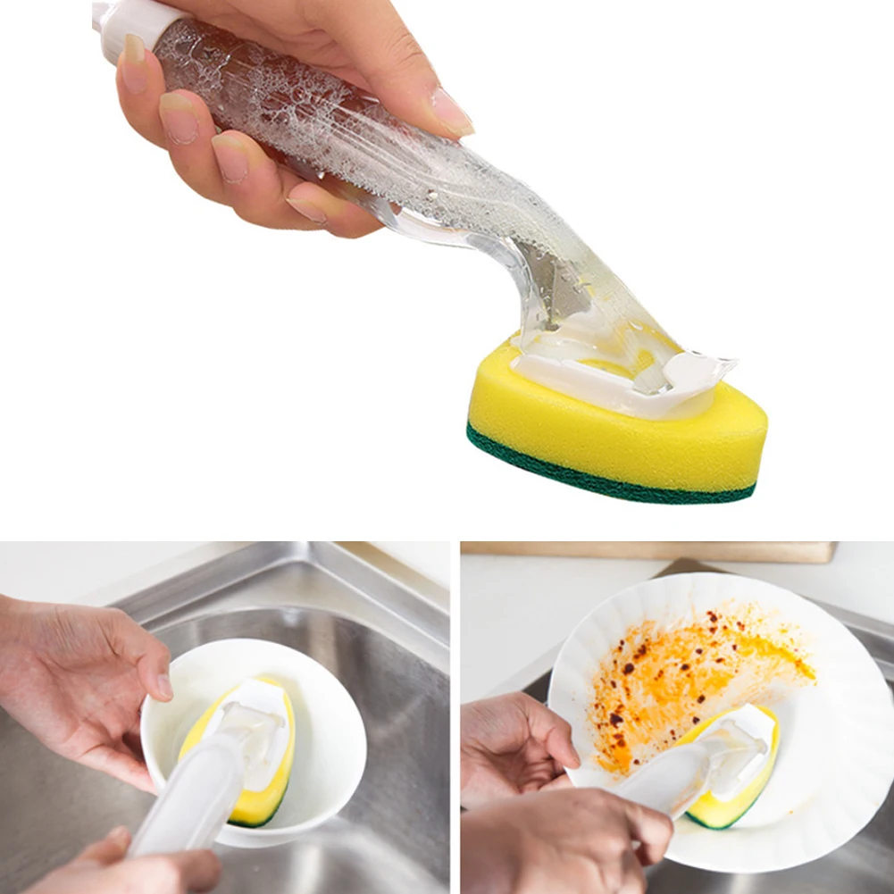 

Magic cleaning brush with soap dispenser +8Pcs Replacement Heads for Sink Dishwashing brush Kitchen cleaning tools