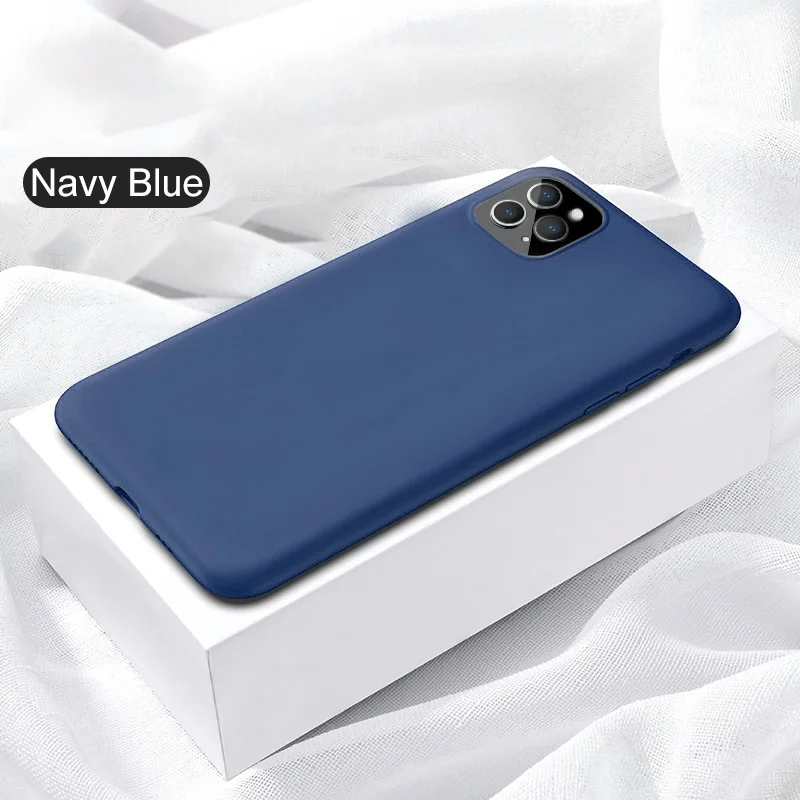 Navy Blue Тонкий мягкий чехол Moopok для iPhone 7, 8, 6 Plus, 11, жидкий силиконовый чехол, карамельный цвет, Coque Capa для iPhone X, Xs, 11 Pro, чехол для MAX XR - Цвет: Navy Blue