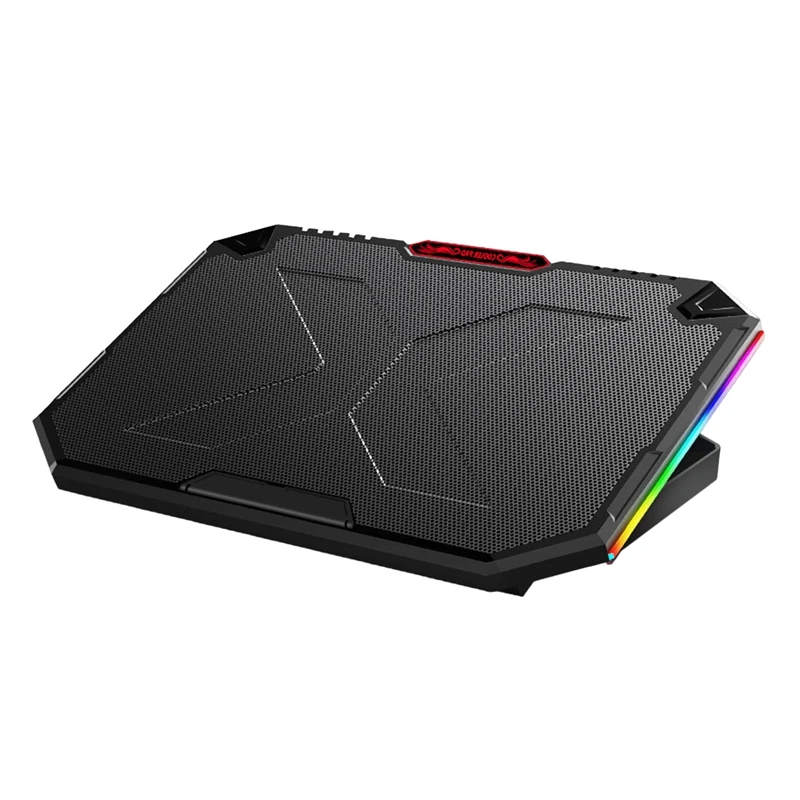 

AU42 -RGB Laptop Cooler 12-17 Inch 5 Fan Gaming Laptop Cooling Pad Dual USB Port Adjustable Laptop Stand Mute Cooling Fan