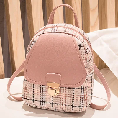 2020 Mini Backpack Crossbody Bag for Teenage Girl Plaid Women Small Shoulder Phone Purse Korean Style New Trendy Female Bagpack