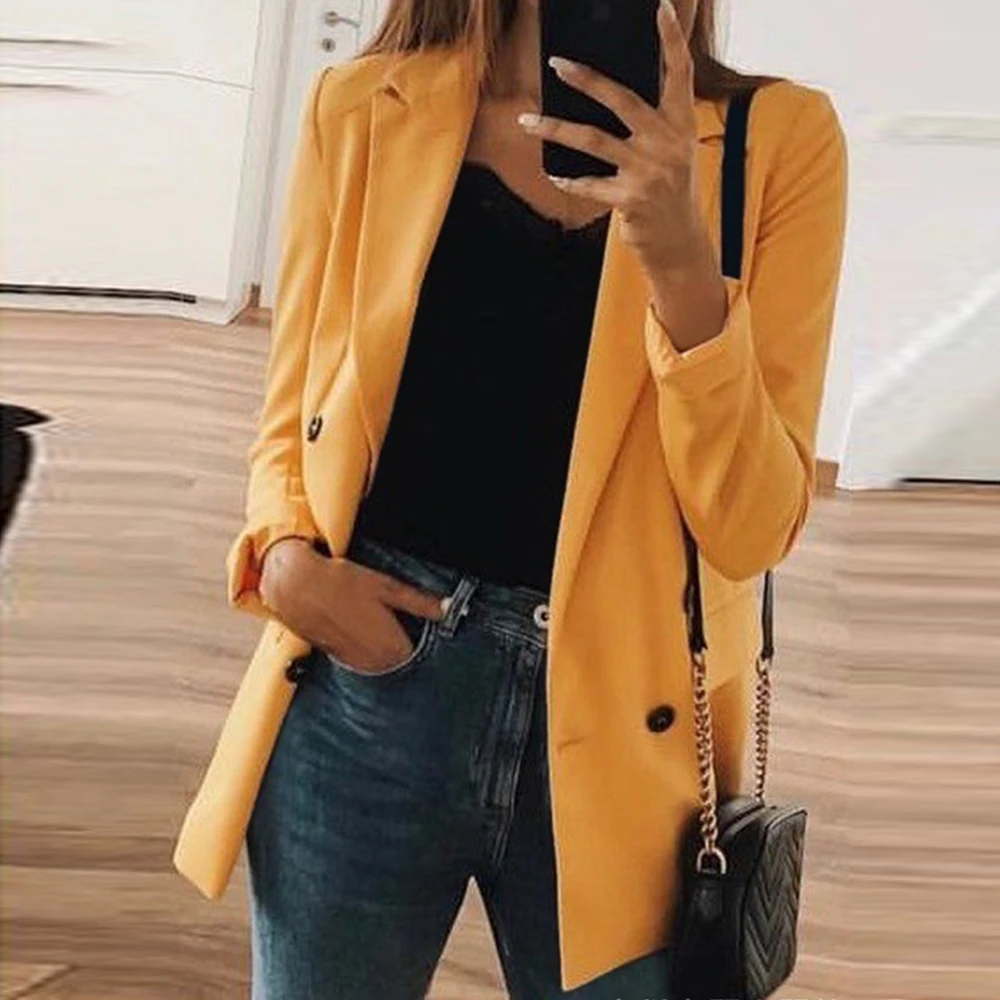 Осенний женский костюм 2020 новое пальто модный однотонный кардиган в длинном