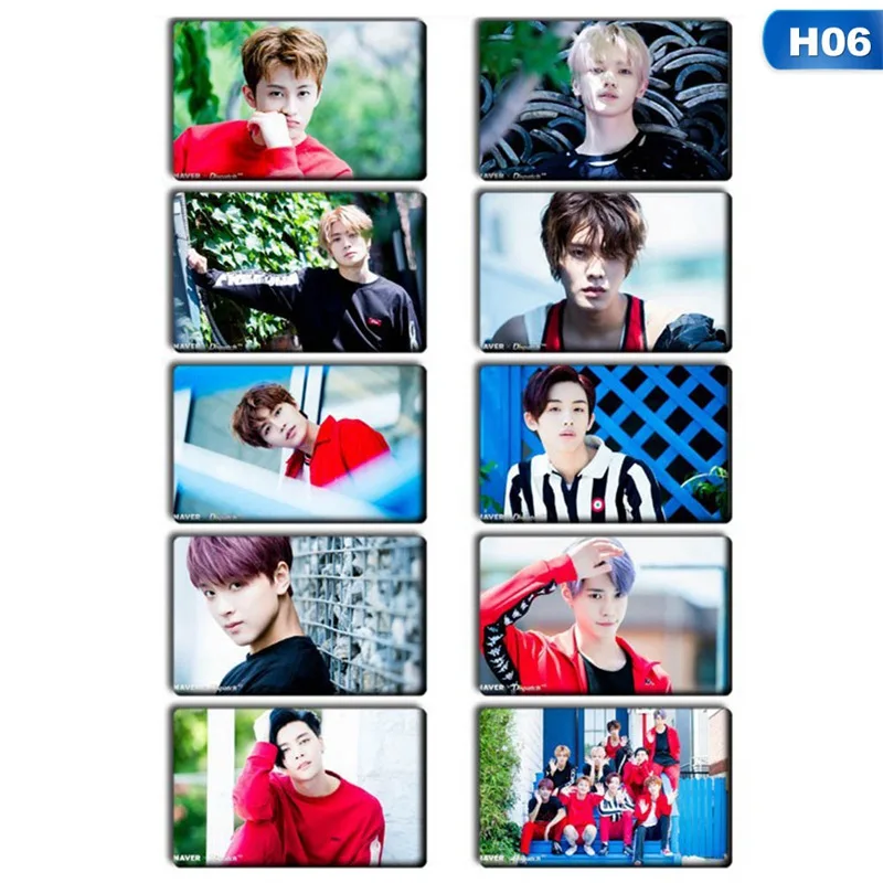 H06 10 шт./компл. k-pop NCT 127 мини-альбом карты с кристаллами наклейки автограф фотокарты бумажные карты - Цвет: H06