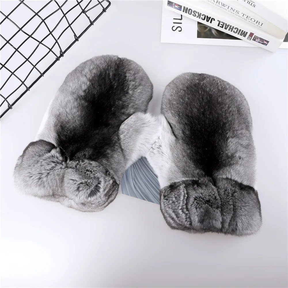Роскошные высококачественные зимние перчатки унисекс из шиншиллы и меха норки