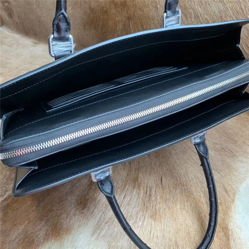 

Authentic Ostrich Skin Passcode Closure Businessmen Briefcase Laptop Purse Shoulder Bag Genuine Leather Male Working Handbag