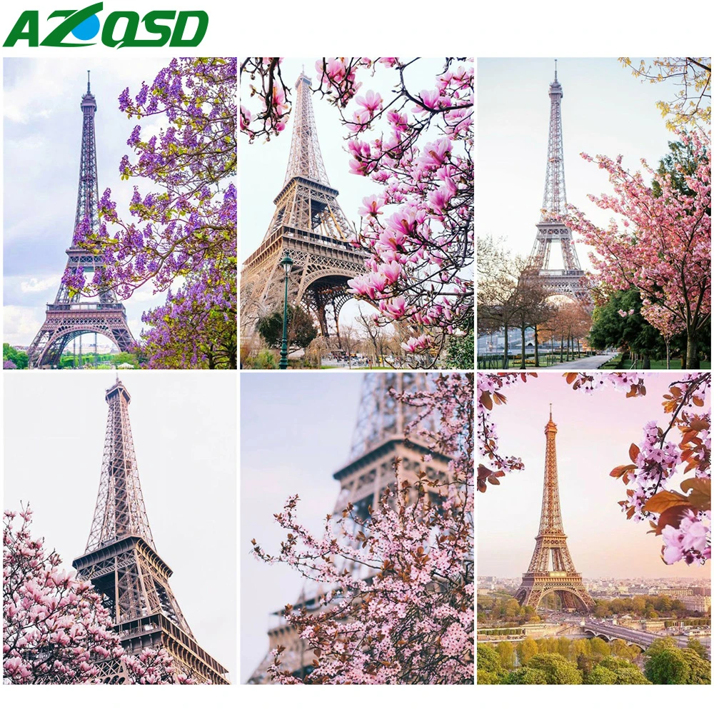 

AZQSD Diy Diamond Embroidery Tower Cross Stitch Kits Handmade Craft Diamond Painting Set Scenic Mosaic Wall Sticker