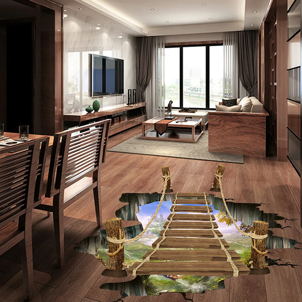 Новинка съемная настенная 3d наклейка на мост пол для детской комнаты гостиной