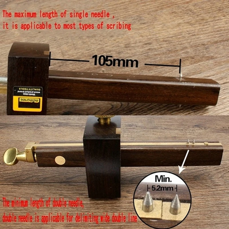 

Woodworking Scribe Brown European Ebony Scribe Woodworking Decoration Tool With Screw Woodworking Measurement Tool