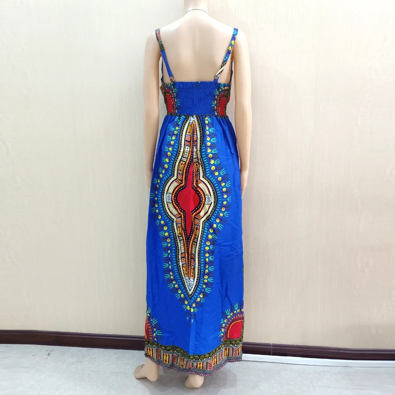 Платье в африканском стиле на тонких бретельках бохо женские элегантные длинные