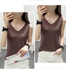 Женский трикотажный топ без рукавов, однотонная майка из хлопка, топ без рукавов, лето 2019