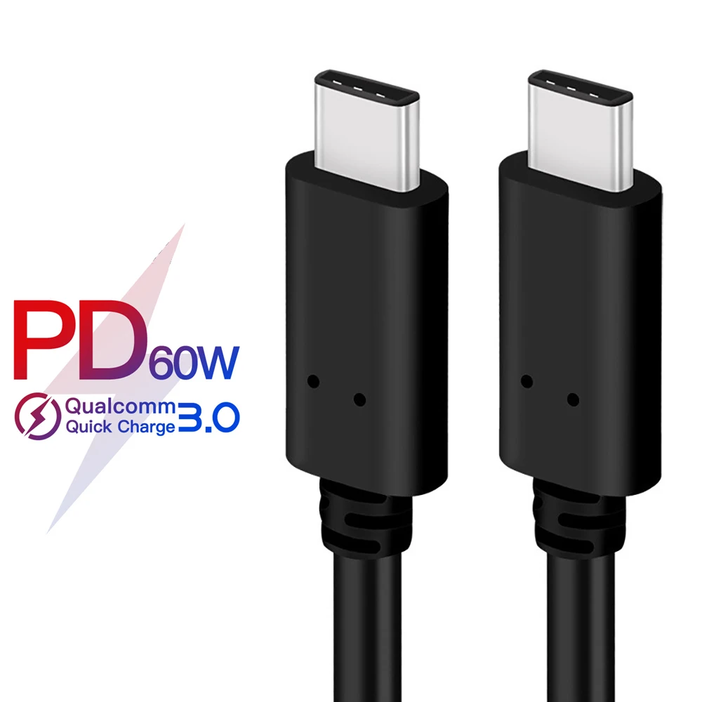 Кабель USB C 3 0 3A 60 Вт PD QC кабель для быстрой зарядки и передачи данных MacBook Pro huawei mate 20