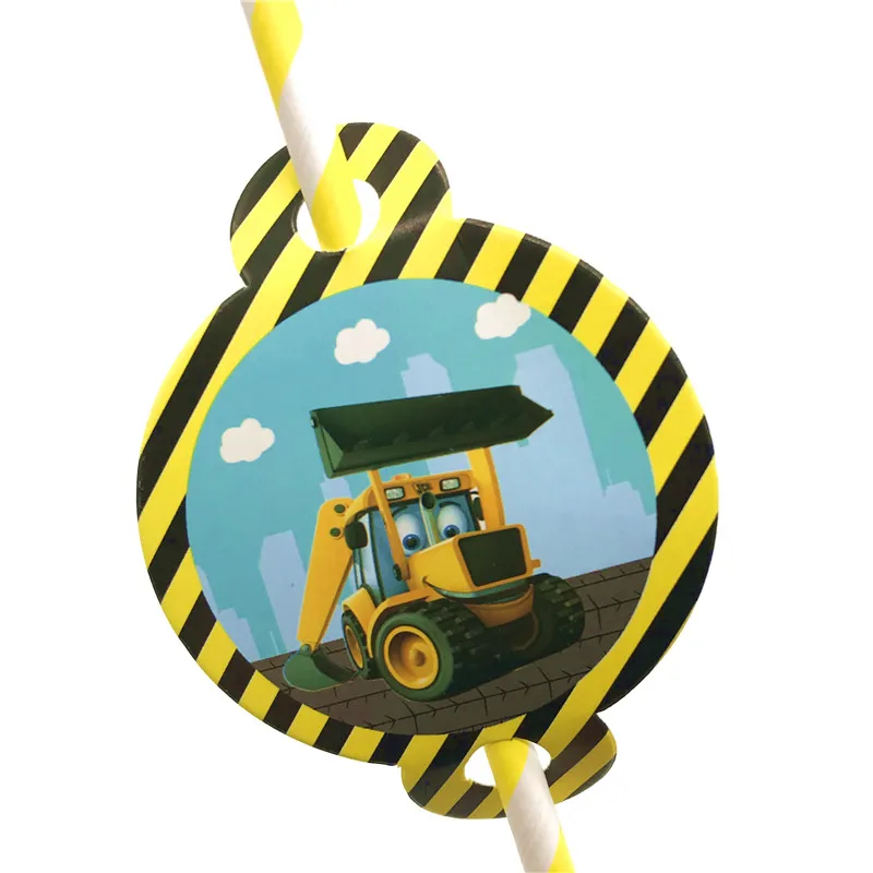 

51pcs Excavator Theme Disposable Tableware Kid Birthday Party Decorations Supplies Cup Plate Napkin Straw Baby Shower Tablecloth