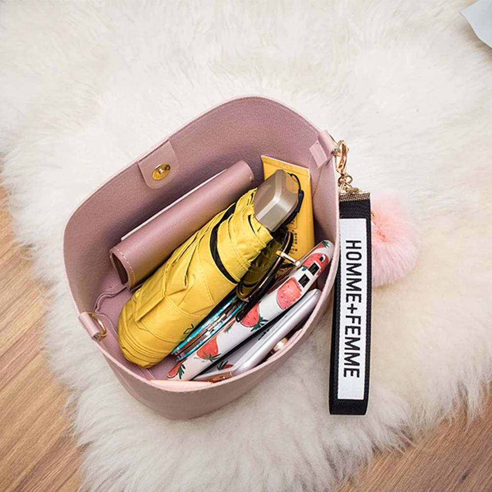 

2021 New Fashion Handbag Women Bucket Bag Vintage Scrub Messenger Bag High Quality Retro Shoulder Bag Simple Crossbody Bag Tote