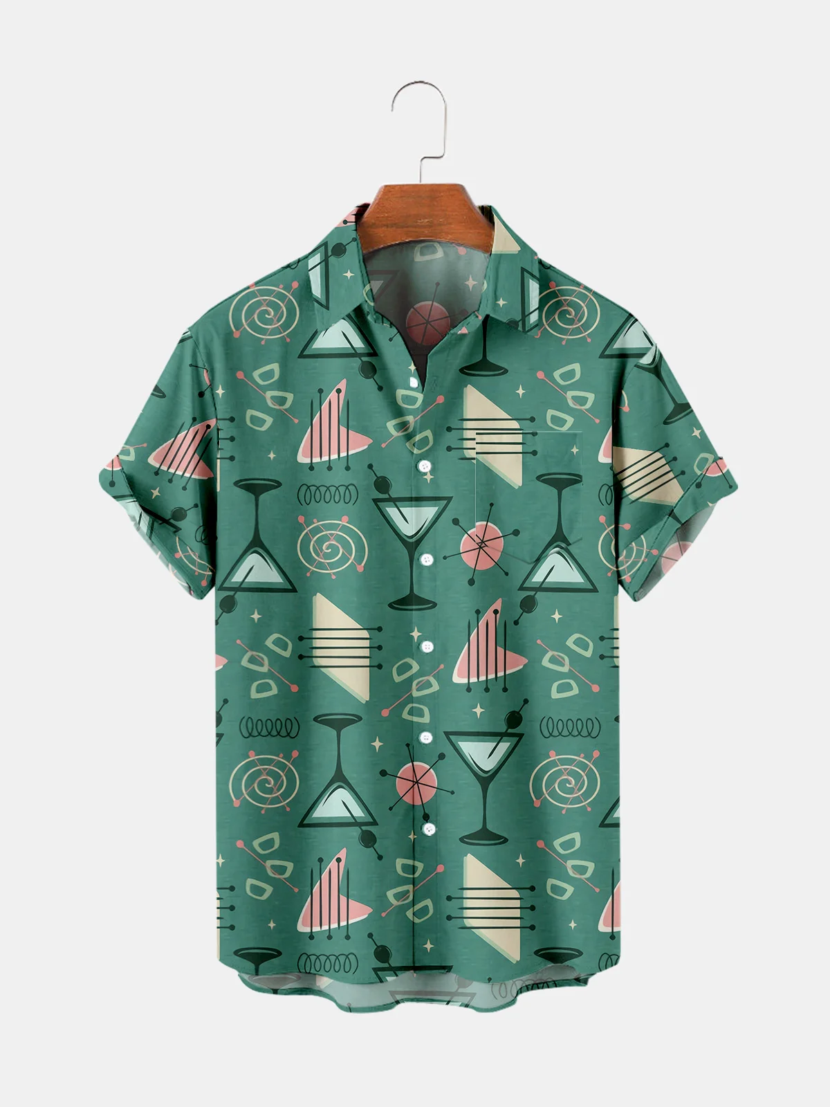 

Fashion Beach Hawaiian Shirt Men's Casual Cartoon Style Mushroom Beach Coconut Tree Printed Short Sleeve Shirt Men's Shirt Tops