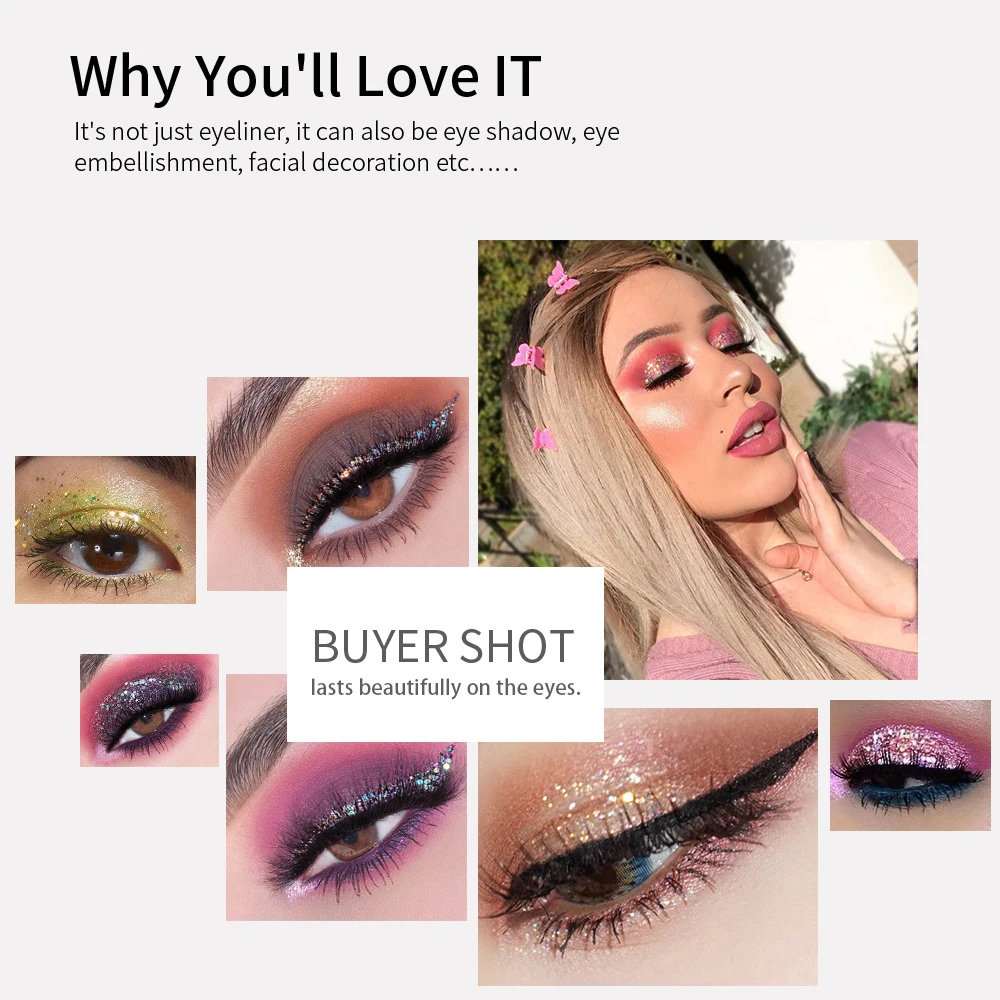 Новые блестящие Серебристые золотистые жидкая подводка для глаз карандаш тени