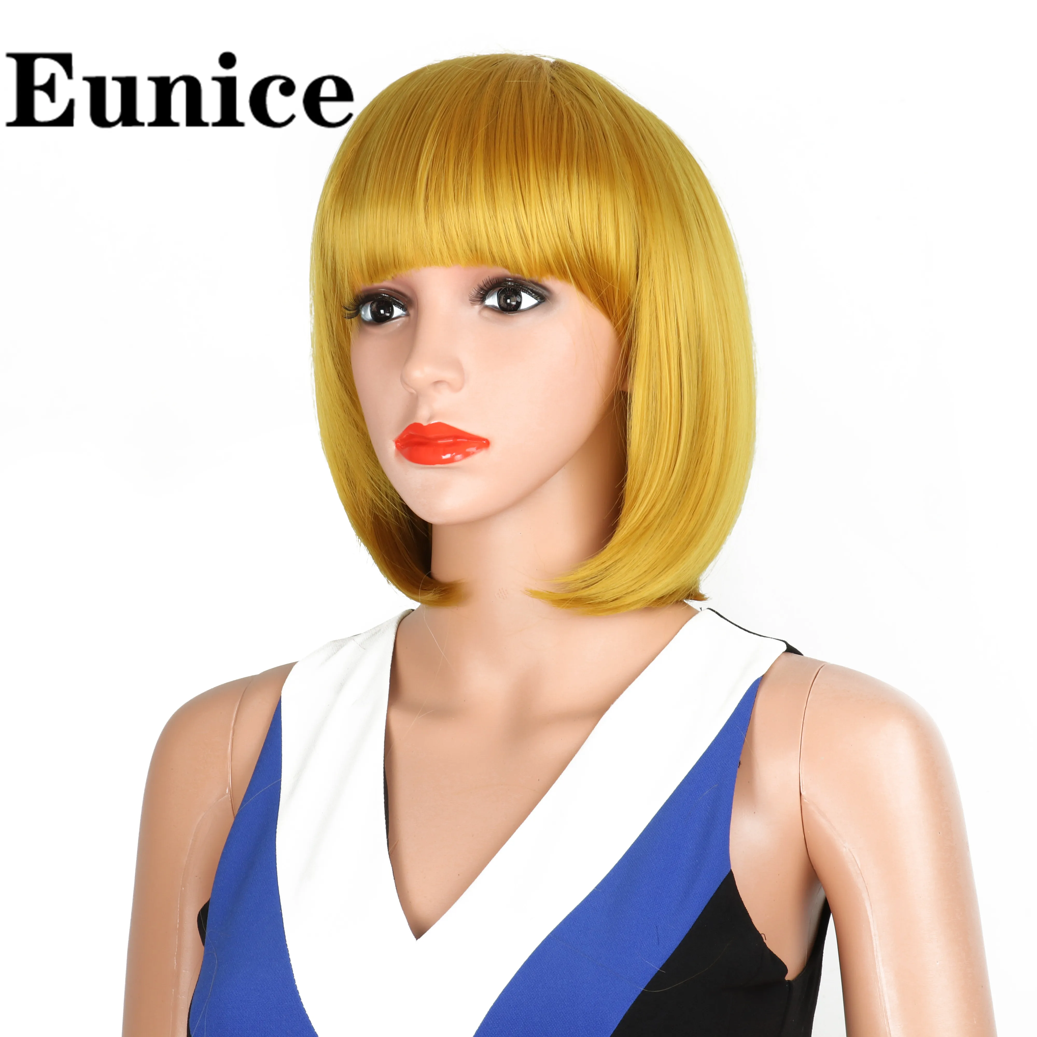 Синтетические волосы 10 дюймов причёска Боб с прямыми волосами парики челкой