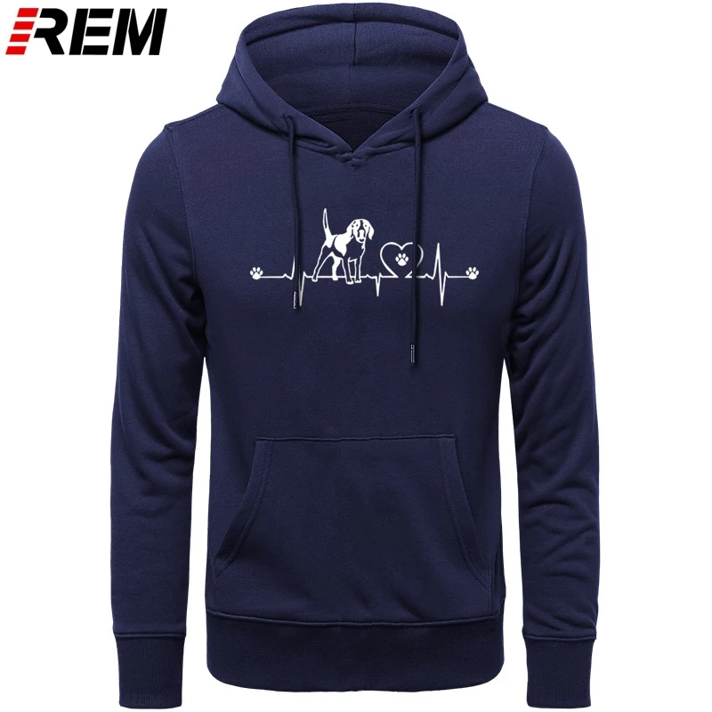 

REM Hoodies Funny Heartbeat of Beagle Men Long Sleeve Cotton Fashion Novelty Beagle Dog Tops Hoodies, Sweatshirts