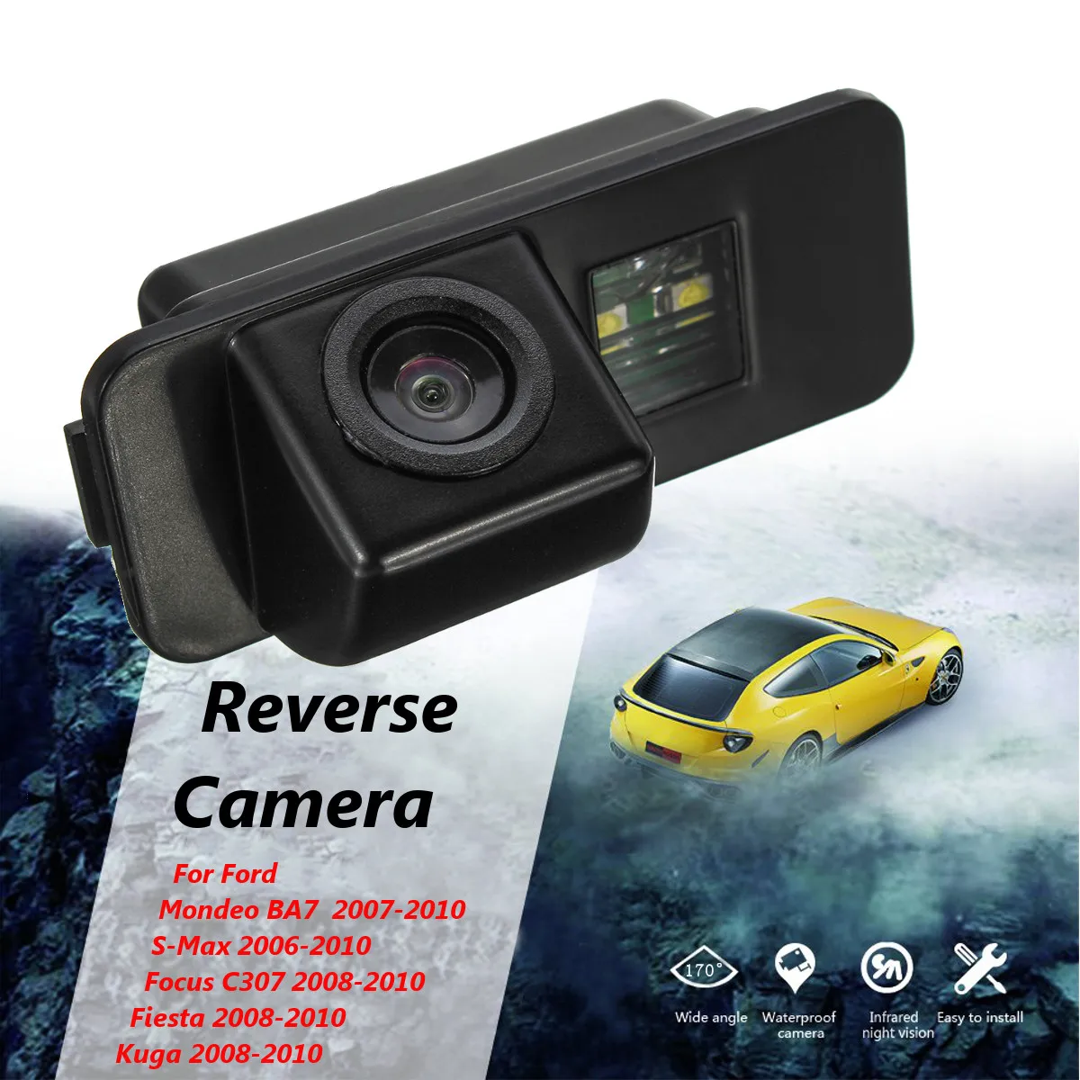 CCD Car Rear View Camera Backup Reverse Parking 170 Degree for Ford Mondeo BA7 S-Max Focus C307 Fiesta Kuga