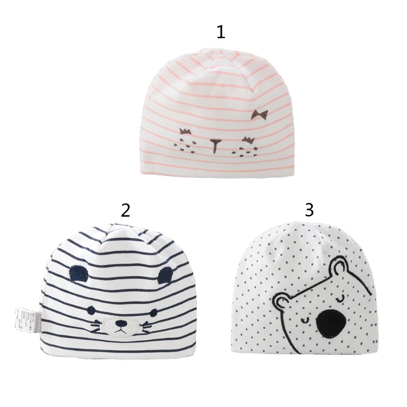 

T5EC Baby Soft Cotton Tire Hat Cute Cartoon Animal Print Beanie Newborn Infant Warm for Toddler Boys Girls Headwrap Shower